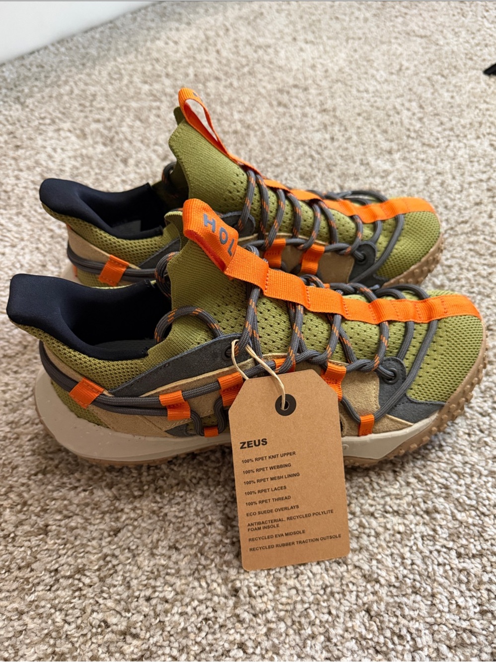 ZEUS Women’s Olive & Orange Athletic Trail Sneakers